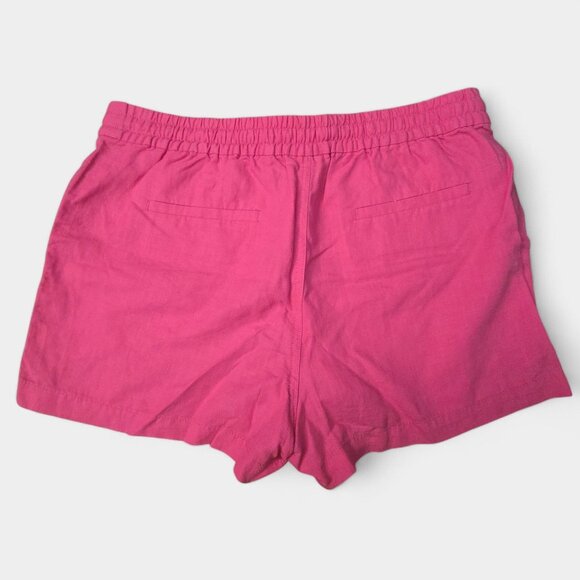J. Crew Women's Seaside Linen Shorts w/ Pockets M Pink Resortwear Beach Preppy - Picture 3 of 9